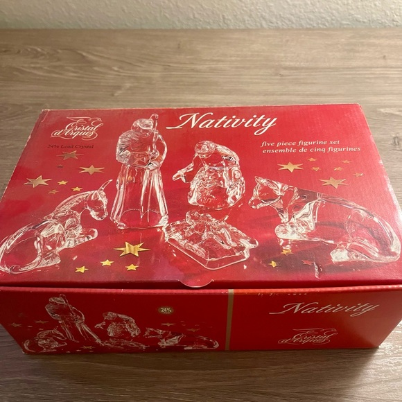 Vintage Cristal D’Arques Christmas Nativity Scene 5 Piece 24% Lead Crystal - Picture 2 of 5